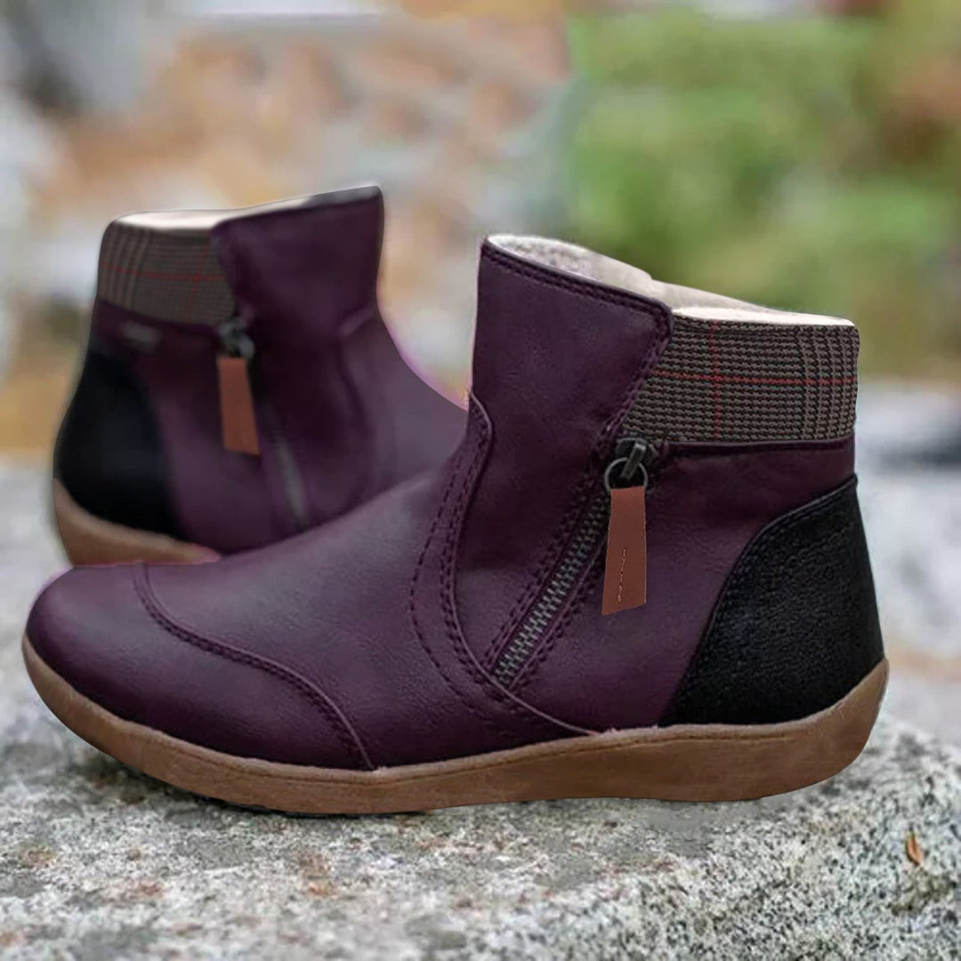 Constance | Elegant Women's Waterproof Boots Leather Zipper Ankle
