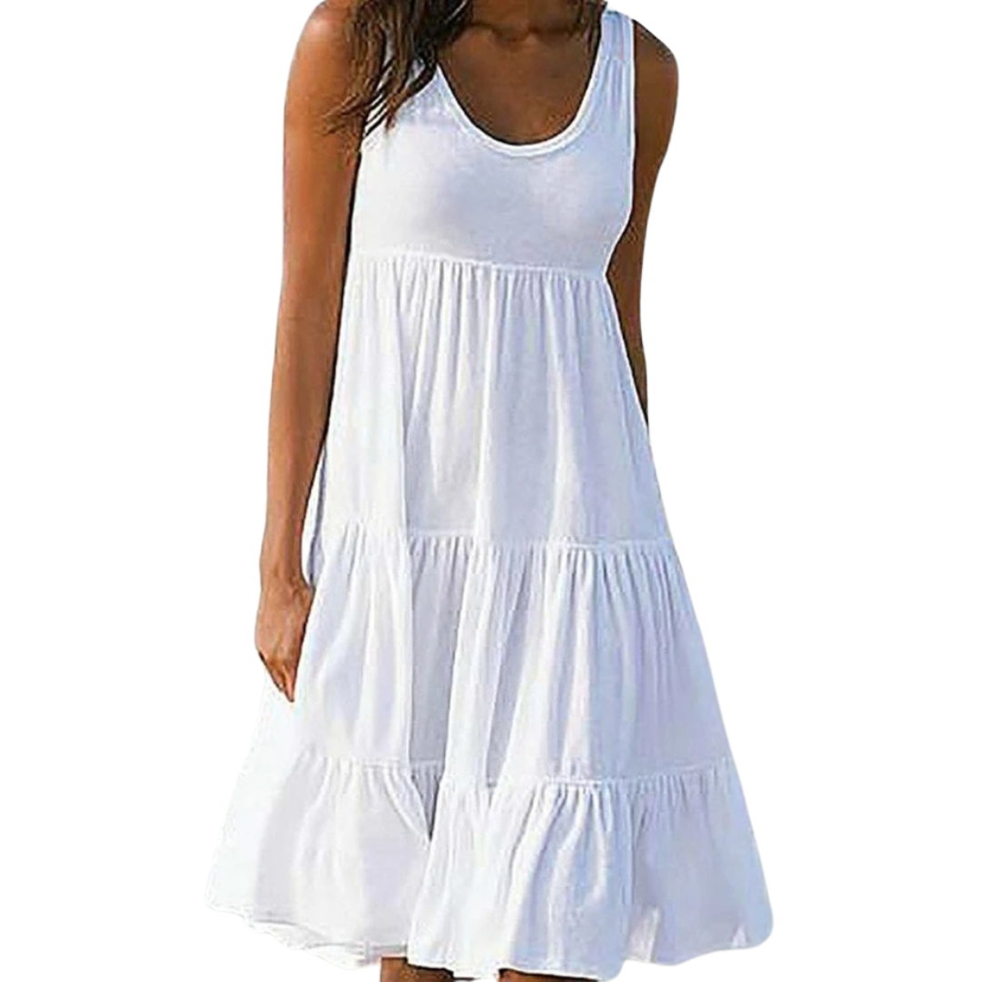 Cordelia | Women's Tiered Sleeveless Ruffled Midi Dress