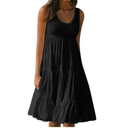Cordelia | Women's Tiered Sleeveless Ruffled Midi Dress