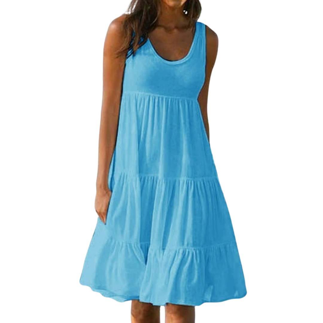Cordelia | Women's Tiered Sleeveless Ruffled Midi Dress