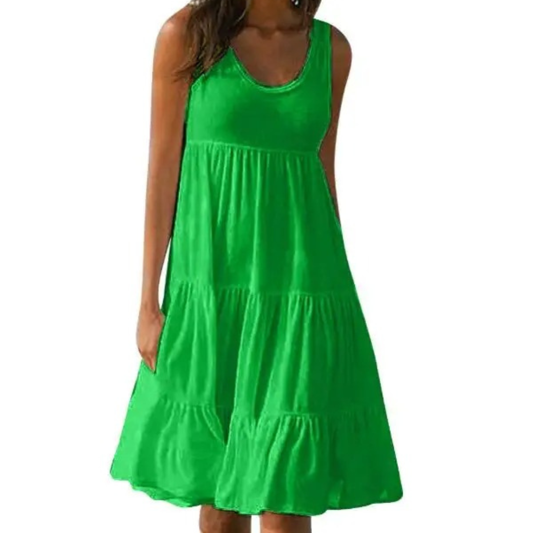 Cordelia | Women's Tiered Sleeveless Ruffled Midi Dress