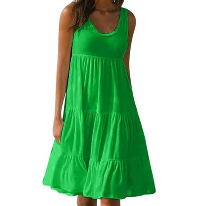 Cordelia | Women's Tiered Sleeveless Ruffled Midi Dress