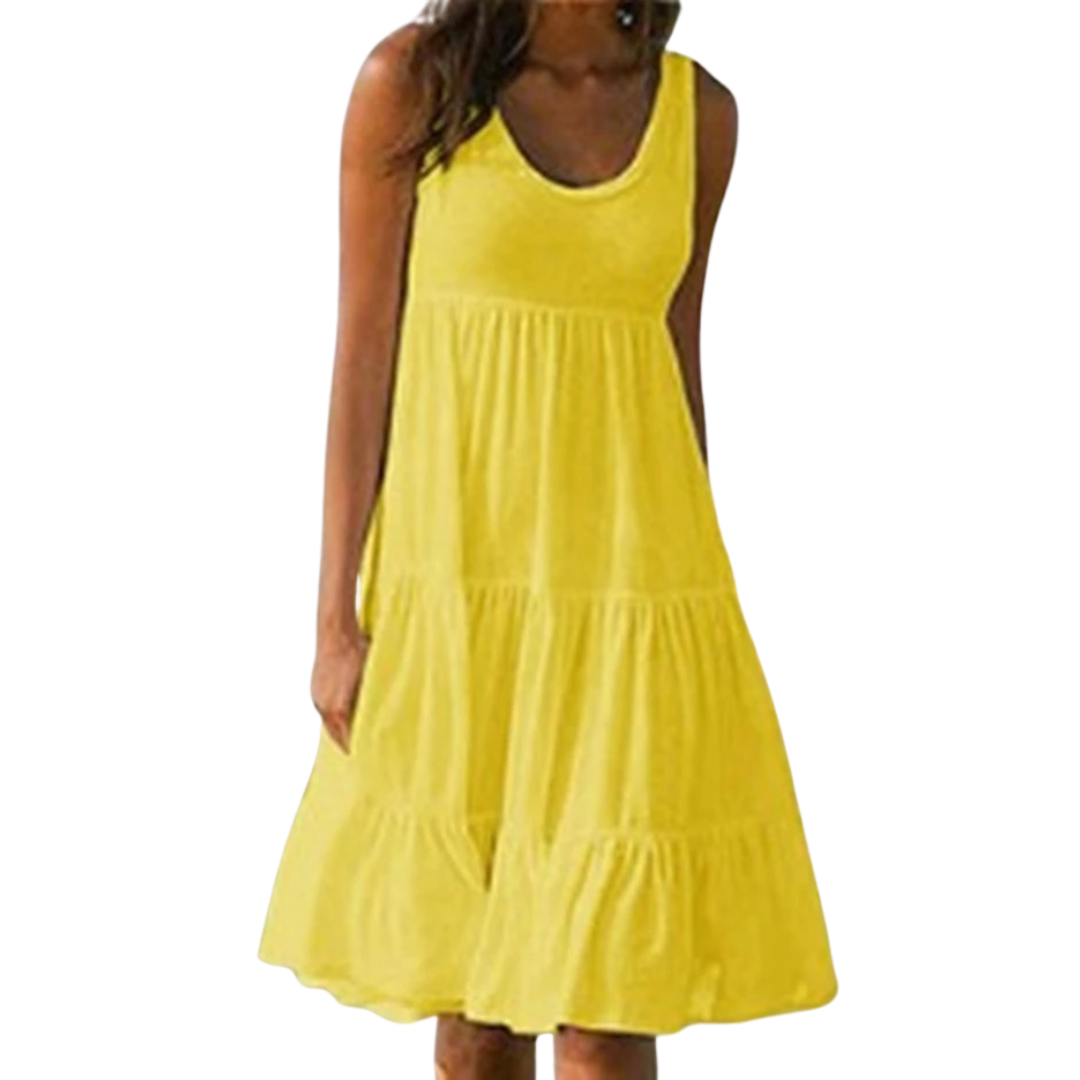 Cordelia | Women's Tiered Sleeveless Ruffled Midi Dress