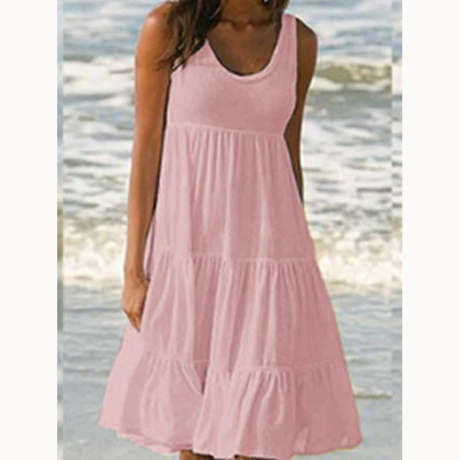 Cordelia | Women's Tiered Sleeveless Ruffled Midi Dress