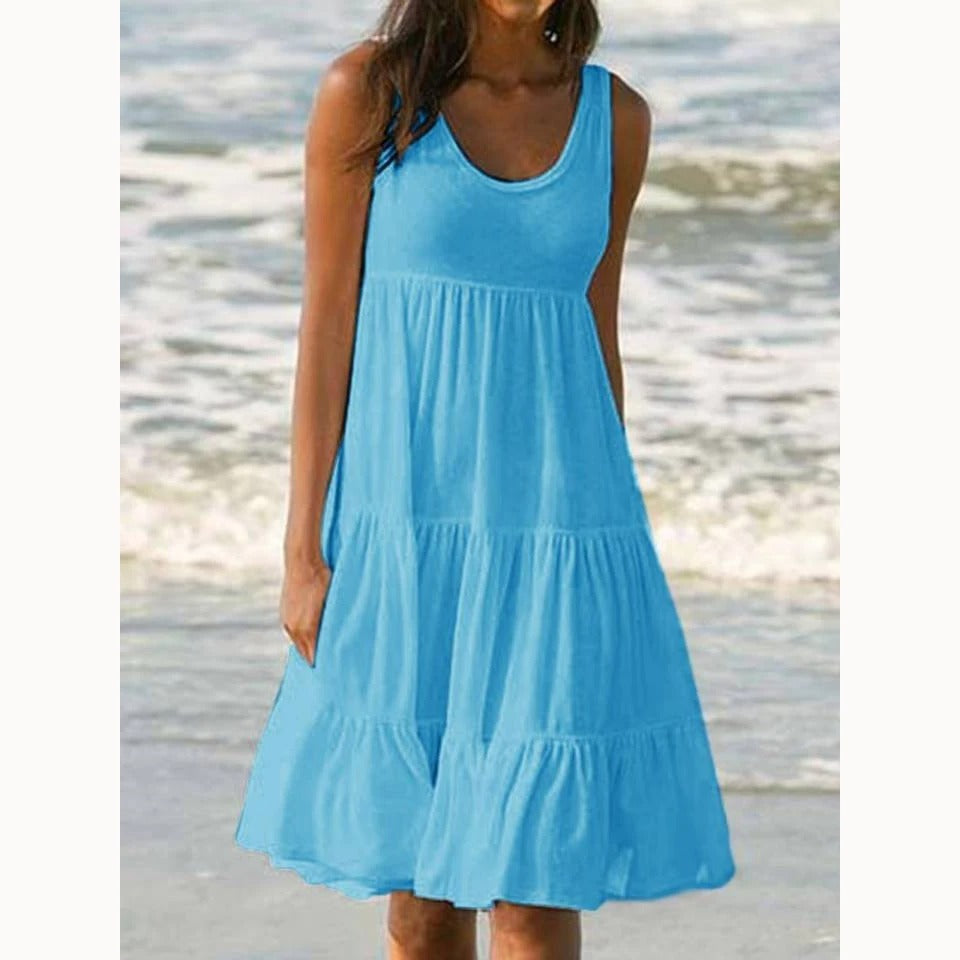 Cordelia | Women's Tiered Sleeveless Ruffled Midi Dress