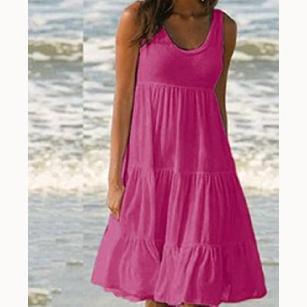 Cordelia | Women's Tiered Sleeveless Ruffled Midi Dress