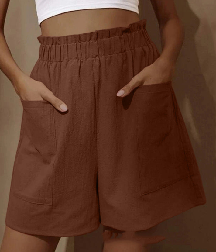 Deana | Women’s Casual Linen Shorts With Elastic Waistband