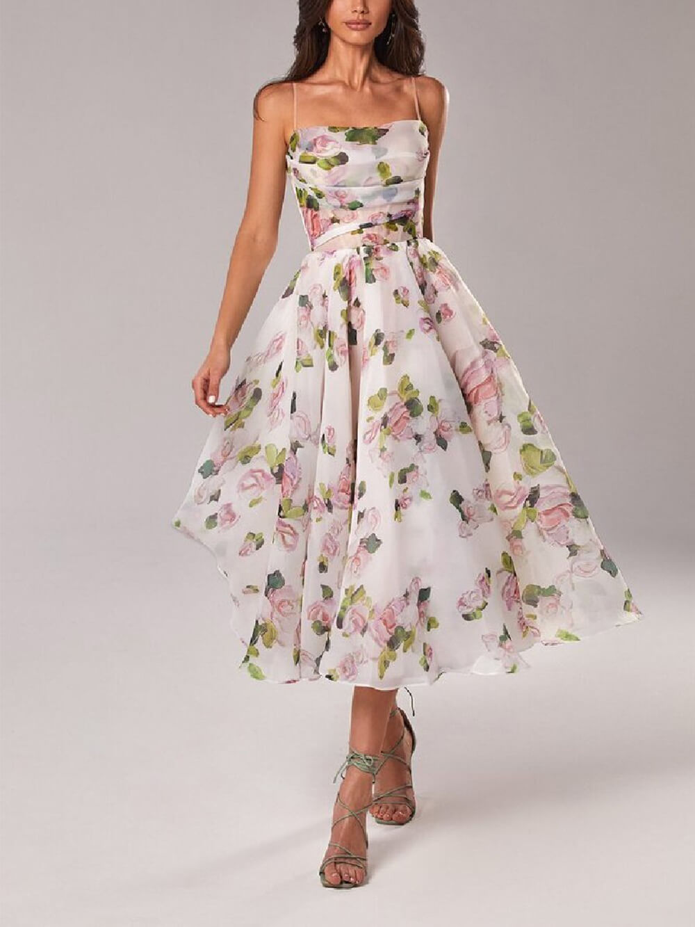 Elara | Elegant Women's Floral A-Line Midi Dress