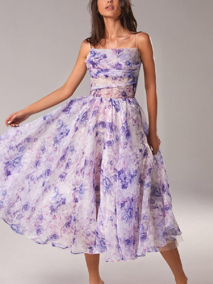 Elara | Elegant Women's Floral A-Line Midi Dress