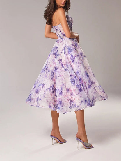 Elara | Elegant Women's Floral A-Line Midi Dress