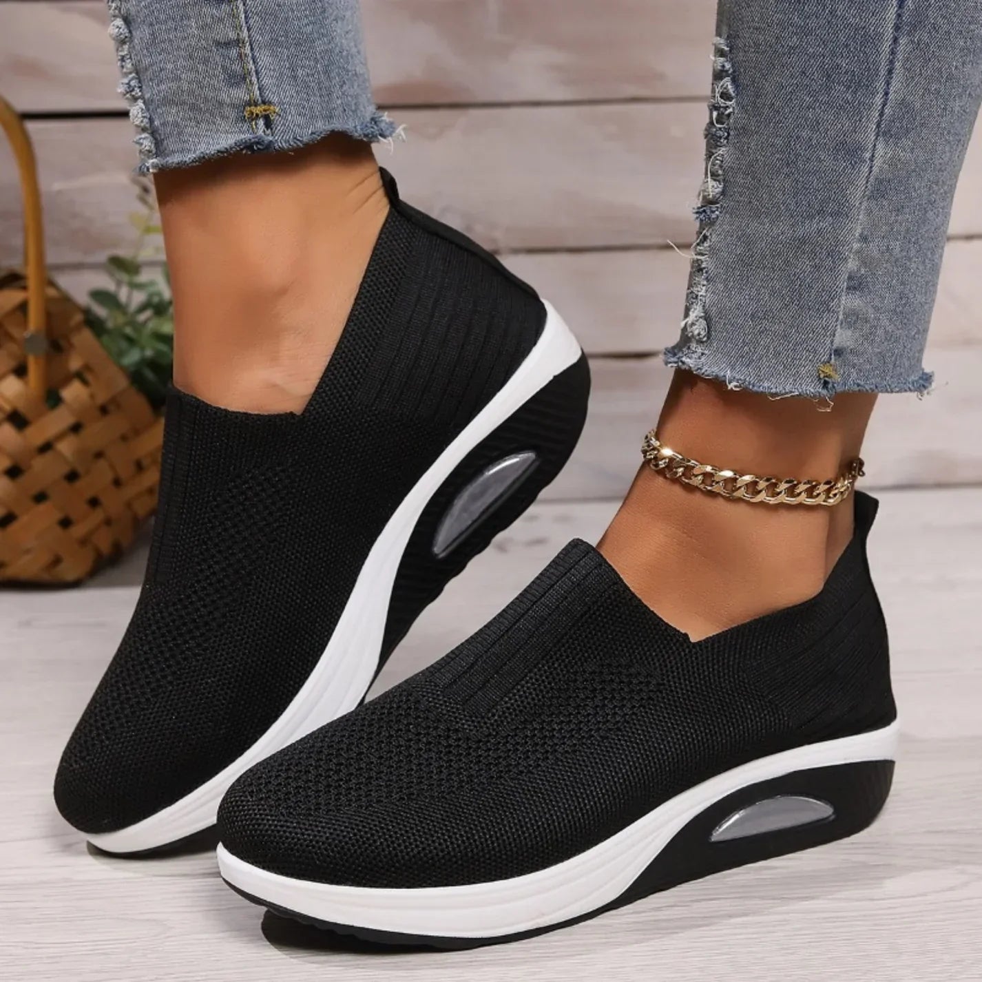 Ella | Women's Slip-On Trainers Comfortable Wedge Mesh