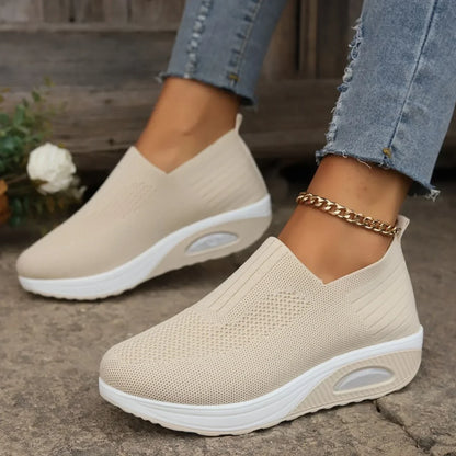 Ella | Women's Slip-On Trainers Comfortable Wedge Mesh