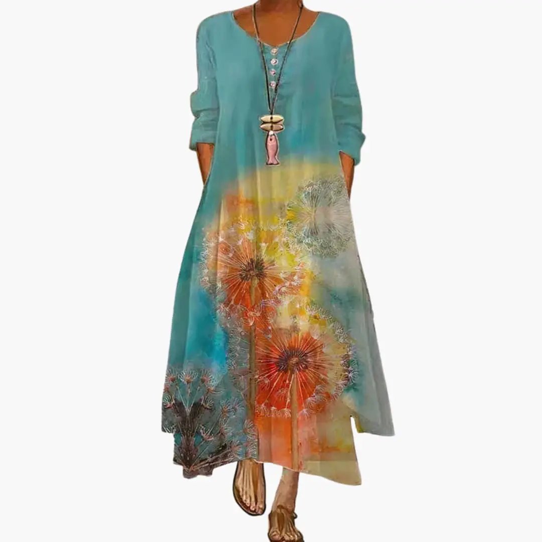 Elowen | Women's Long Sleeve Midi Summer Dress