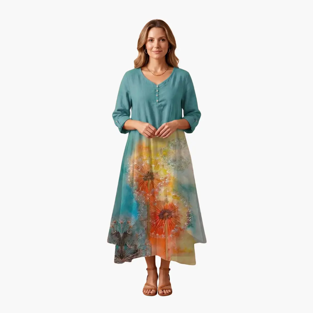 Elowen | Women's Long Sleeve Midi Summer Dress
