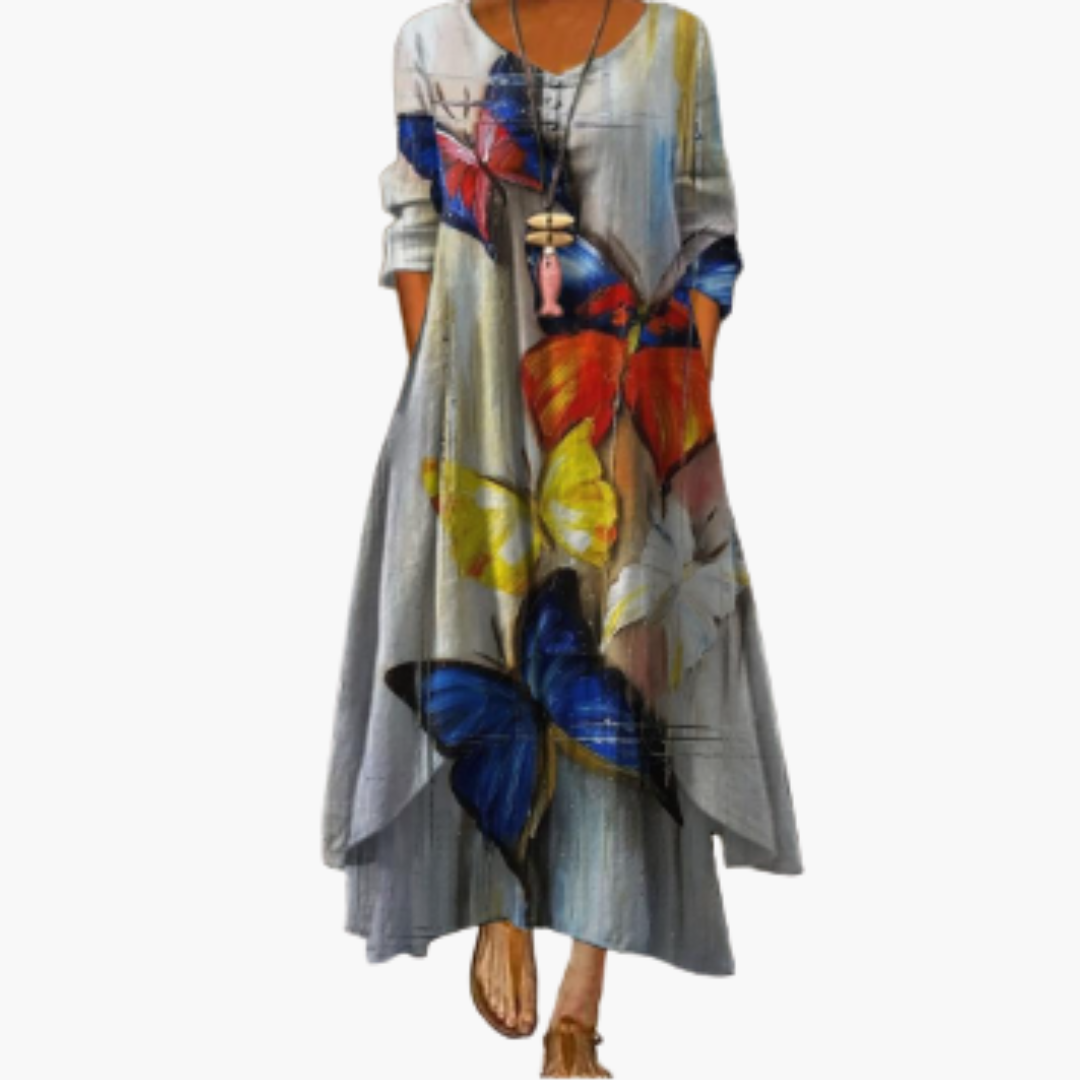 Elowen | Women's Long Sleeve Midi Summer Dress