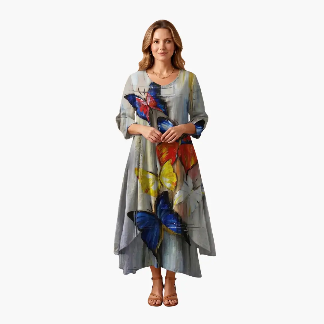 Elowen | Women's Long Sleeve Midi Summer Dress