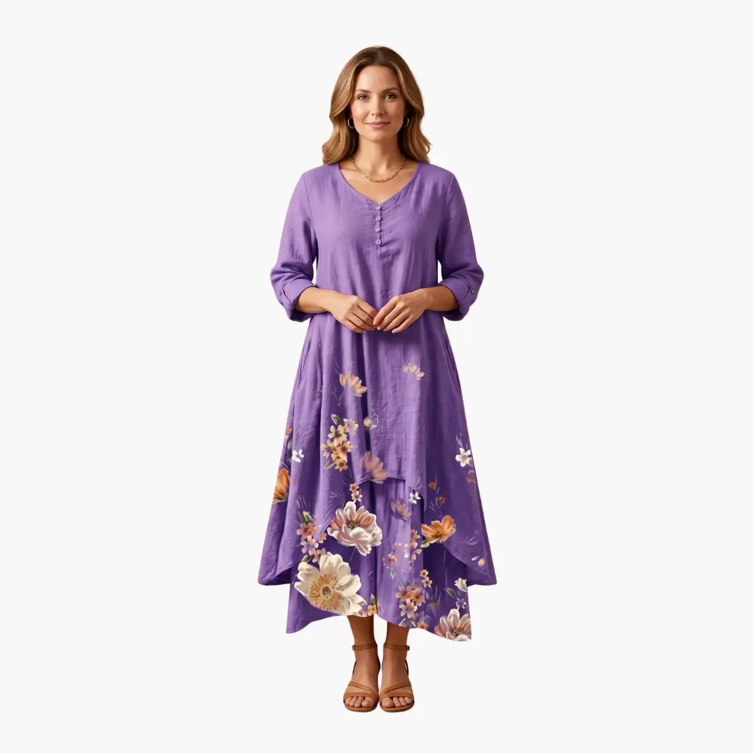 Elowen | Women's Long Sleeve Midi Summer Dress