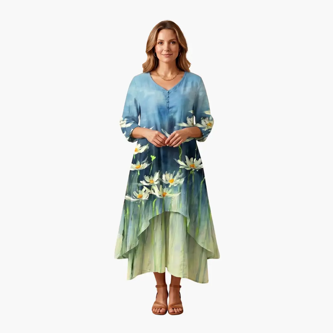 Elowen | Women's Long Sleeve Midi Summer Dress