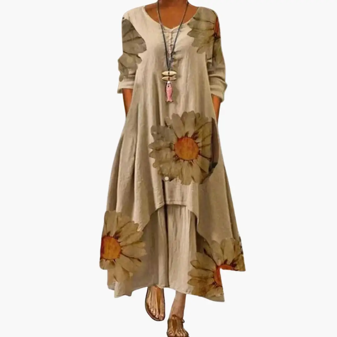 Elowen | Women's Long Sleeve Midi Summer Dress