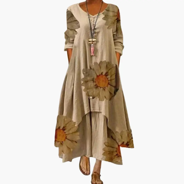 Elowen | Women's Long Sleeve Midi Summer Dress