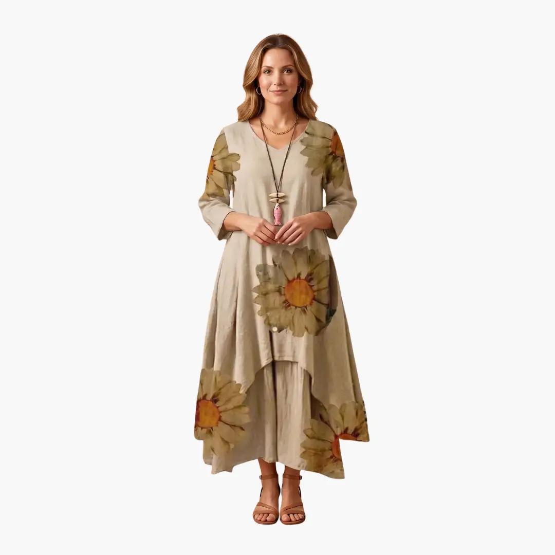 Elowen | Women's Long Sleeve Midi Summer Dress
