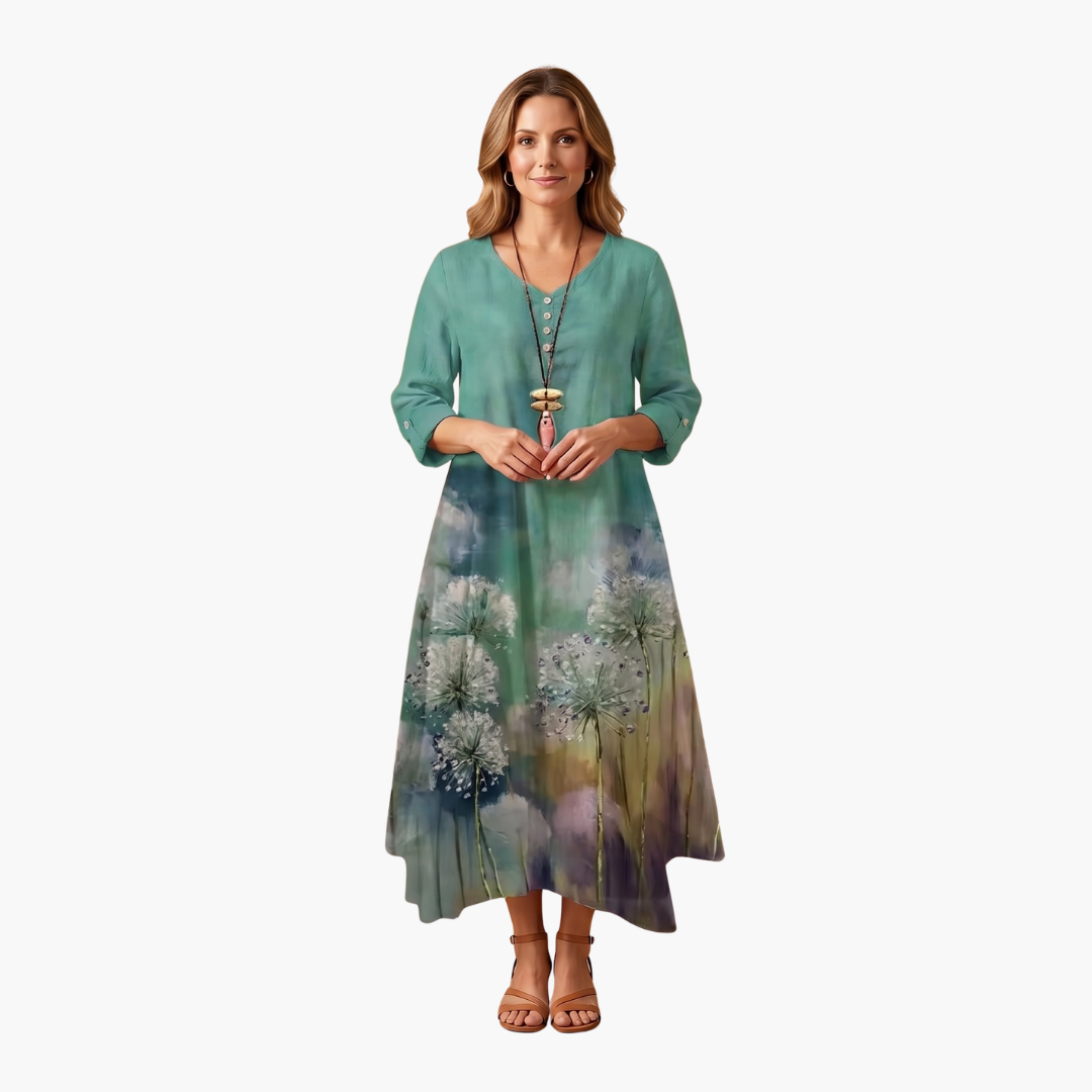 Elowen | Women's Long Sleeve Midi Summer Dress