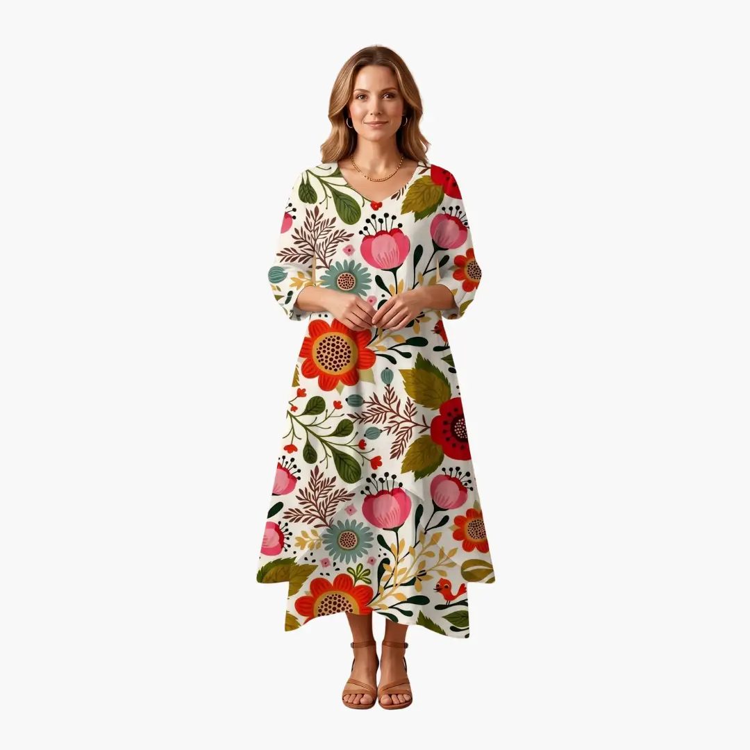 Elowen | Women's Long Sleeve Midi Summer Dress