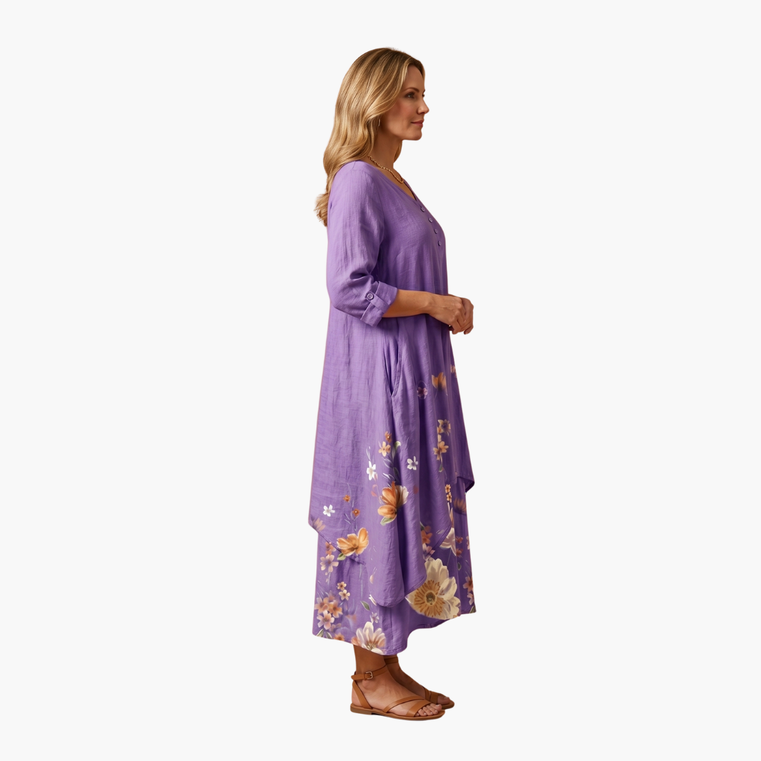 Elowen | Women's Long Sleeve Midi Summer Dress