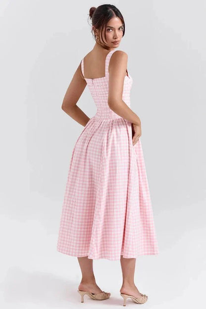 Esther | Women's Gingham Pockets Midi Sundress