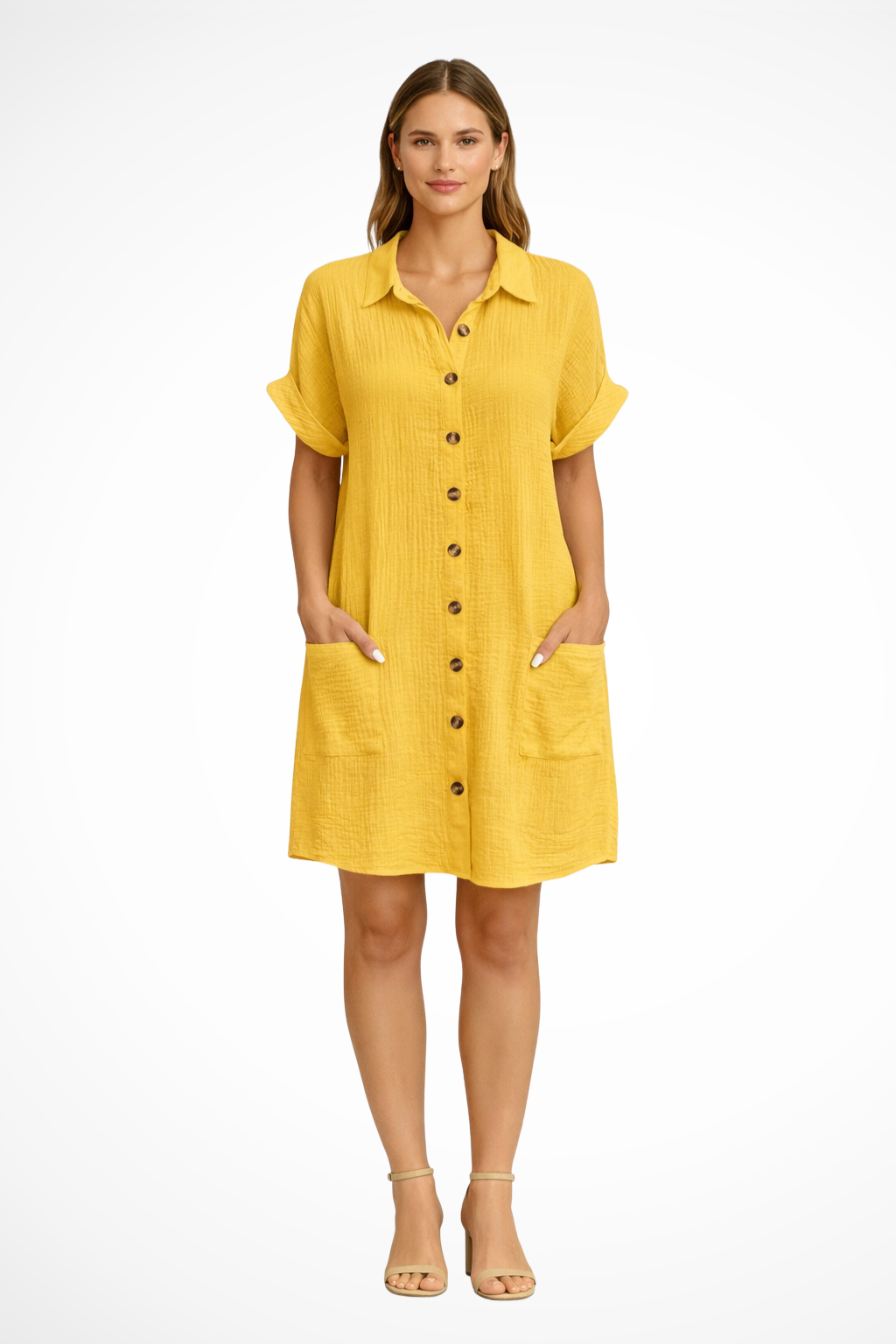 Evie | Women's Summer Button Beach Midi Summer Dress