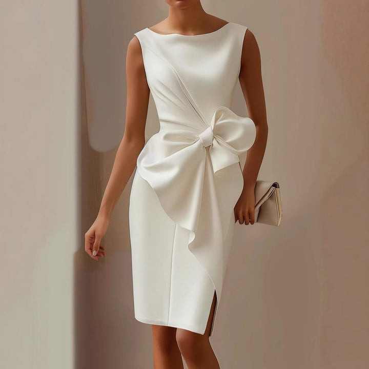 Georgina | Elegant Women’s 2026 Graduation Bow Draped Midi Dress