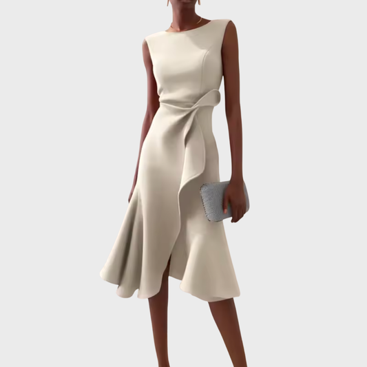 Gisella | Elegant Women’s 2026 Graduation Asymmetric Draped Midi Dress