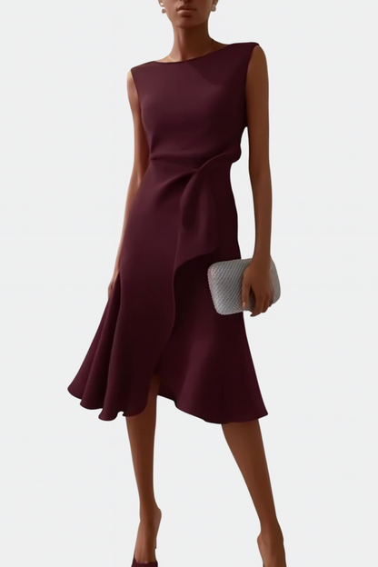 Gisella | Elegant Women’s 2026 Graduation Asymmetric Draped Midi Dress