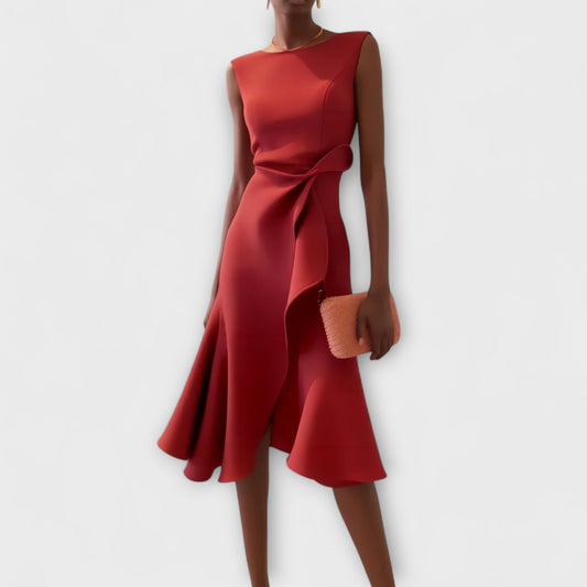 Gisella | Elegant Women’s 2026 Graduation Asymmetric Draped Midi Dress