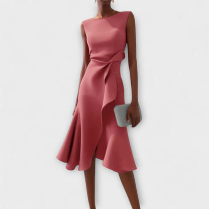 Gisella | Elegant Women’s 2026 Graduation Asymmetric Draped Midi Dress