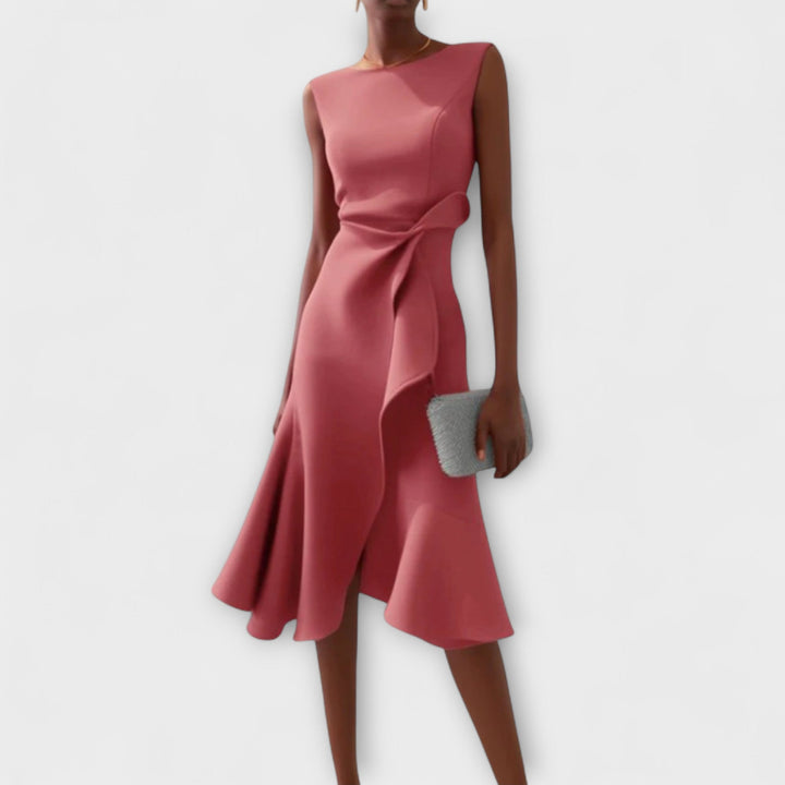 Gisella | Elegant Women’s 2026 Graduation Asymmetric Draped Midi Dress