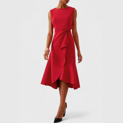 Gisella | Elegant Women’s 2026 Graduation Asymmetric Draped Midi Dress