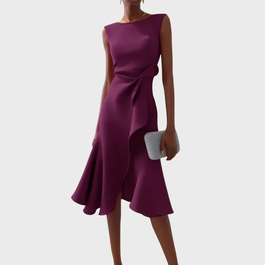 Gisella | Elegant Women’s 2026 Graduation Asymmetric Draped Midi Dress