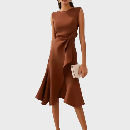 Gisella | Elegant Women’s 2026 Graduation Asymmetric Draped Midi Dress