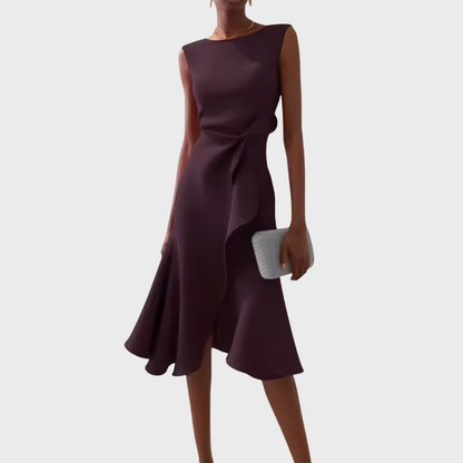 Gisella | Elegant Women’s 2026 Graduation Asymmetric Draped Midi Dress