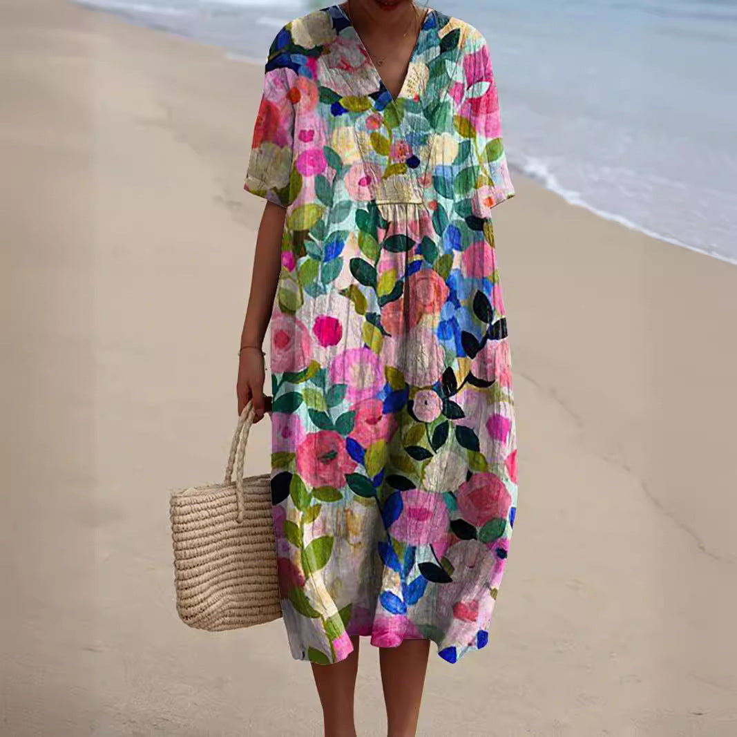 Heidi | Women's Floral Summer Midi Dress V-Neck
