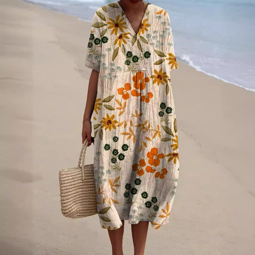 Heidi | Women's Floral Summer Midi Dress V-Neck