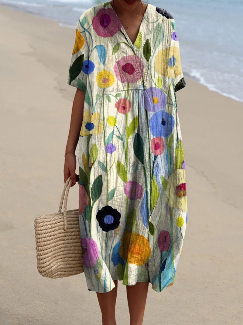 Heidi | Women's Floral Summer Midi Dress V-Neck