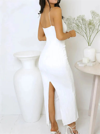 Isadora | Women's 2026 Graduation Textured Halter Maxi Bodycon Dress