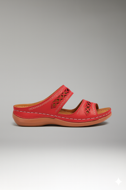 Kayla | Women Slide Sandals Dual Straps Supportive Decorative Cutouts