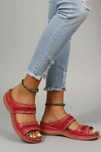 Kayla | Women Slide Sandals Dual Straps Supportive Decorative Cutouts