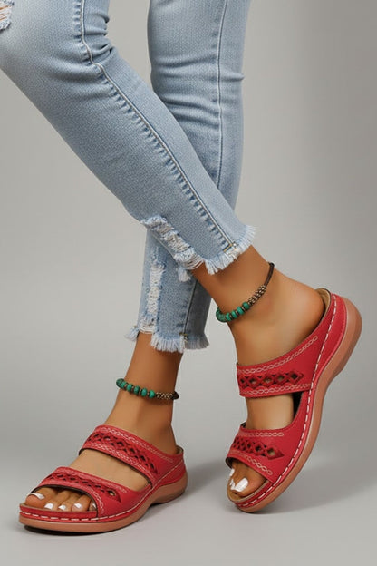 Kayla | Women Slide Sandals Dual Straps Supportive Decorative Cutouts
