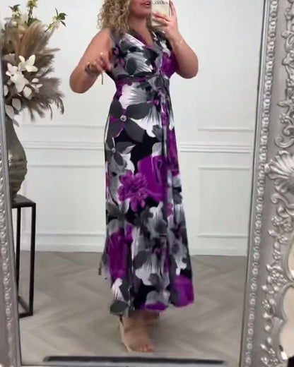 Lydia | Women's Floral Sleeveless V-Neck Summer Maxi Dress
