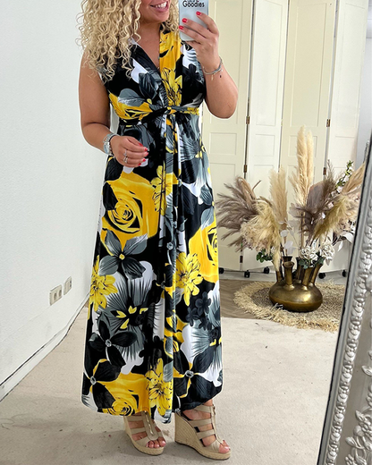 Lydia | Women's Floral Sleeveless V-Neck Summer Maxi Dress