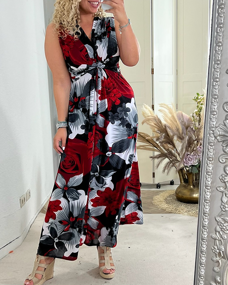 Lydia | Women's Floral Sleeveless V-Neck Summer Maxi Dress